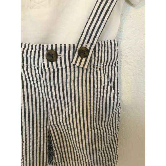 Gymboree Two Piece Outfit Set Blue and White Boy's Size 6-12 M - Picture 2 of 4